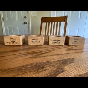 “Love never fails” candle holders